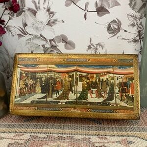 #10 Vintage Italian Florentine Adimari Scheggia Florentia Gilt Wood Jewelry Box